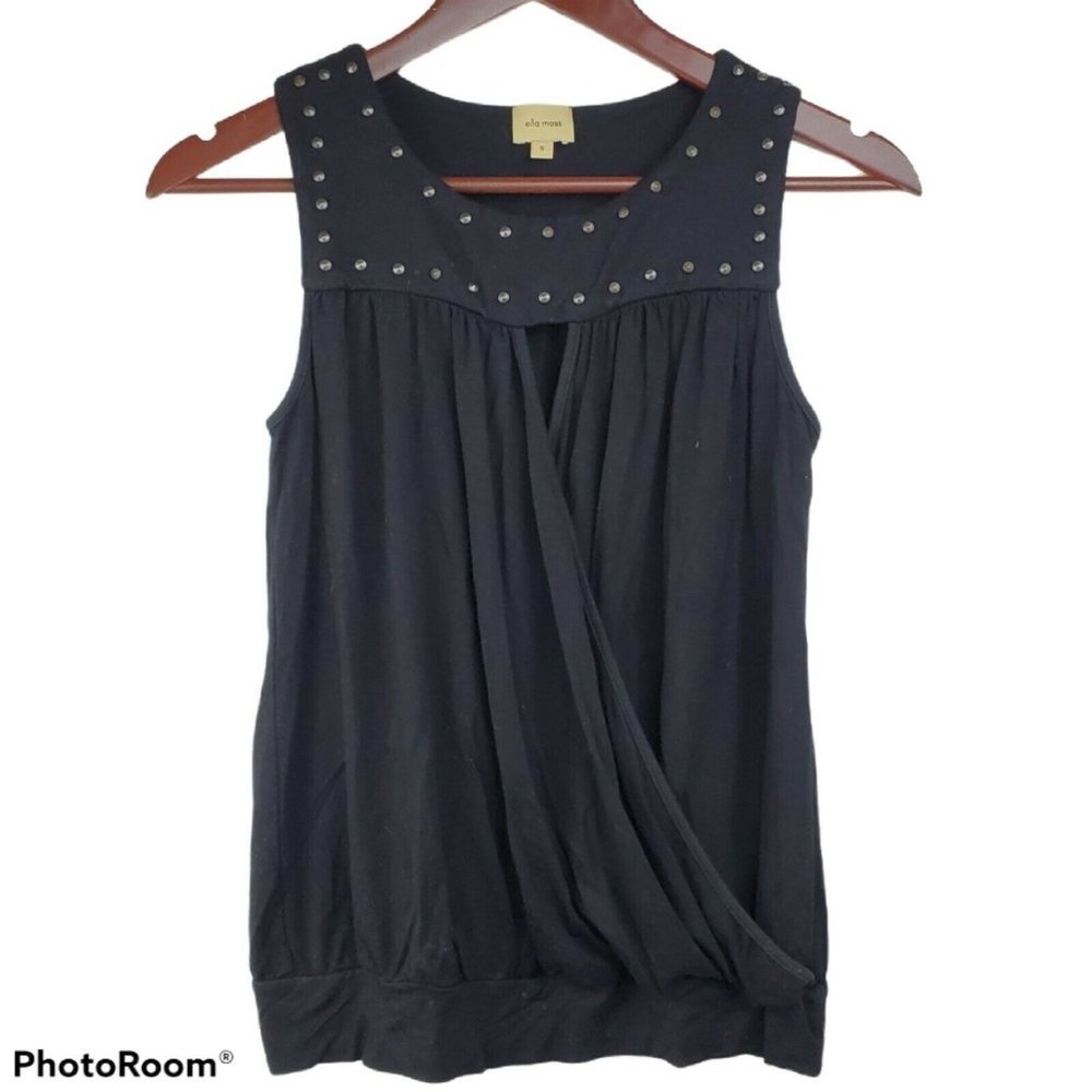 Super cool Ella Moss Blouse Black Studded Sleeveless Top- Small